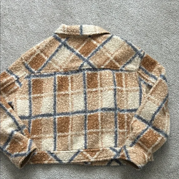 Plaid Bomber Jacket in Brown and Cream - Picture 2 of 3